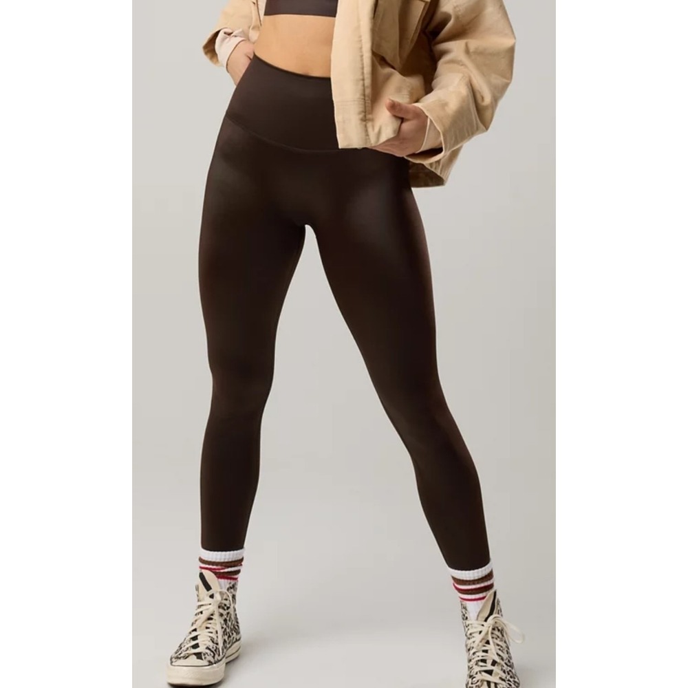 NWT OFFLINE By Aerie Real Luxe High Waisted Faux Leather Legging Large Brown